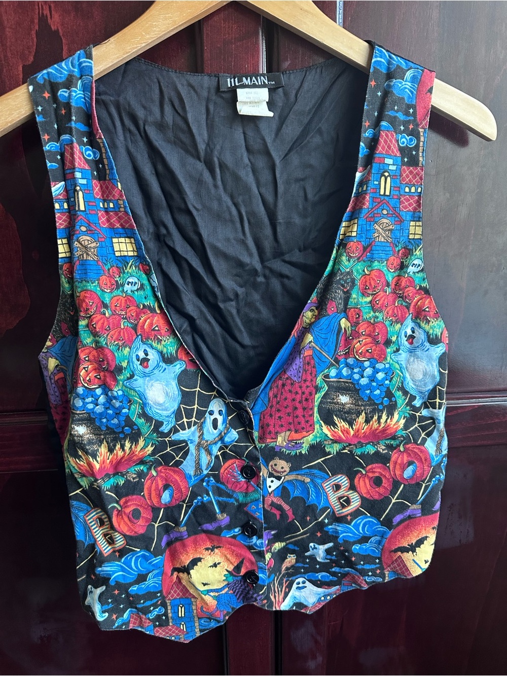 Vintage Halloween Print Vest Colorful 90s
